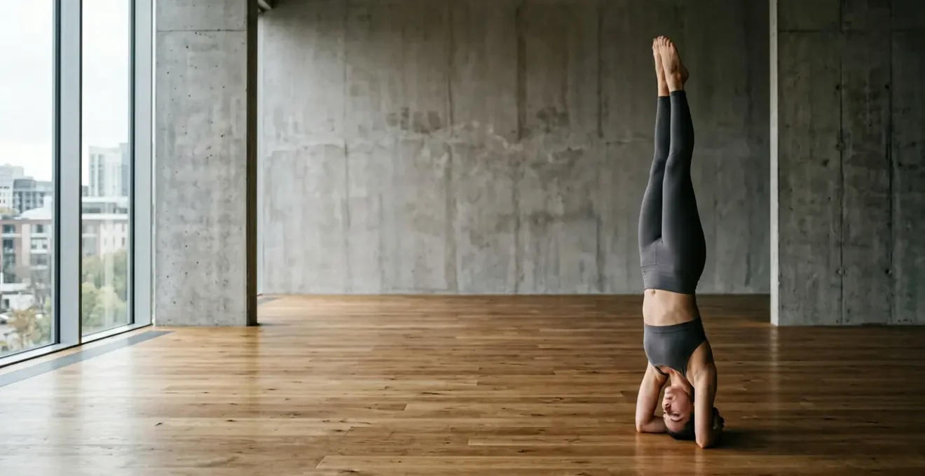 Contemplative yoga scene exploring the gap between physical practice and spiritual depth
