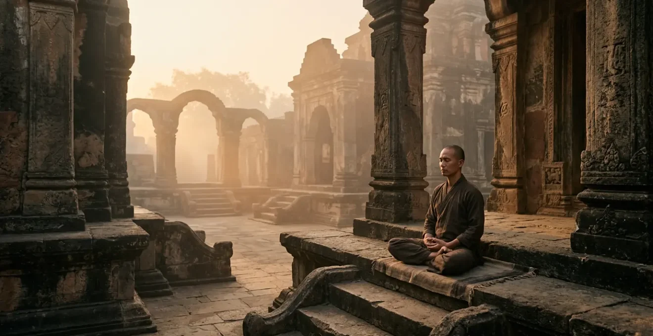 A serene representation of meditative absorption and consciousness transcendence in classical yoga philosophy