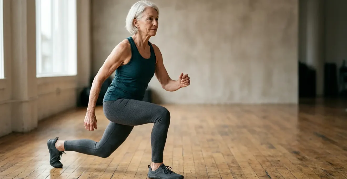 Older adult demonstrating exceptional mobility and strength in dynamic movement