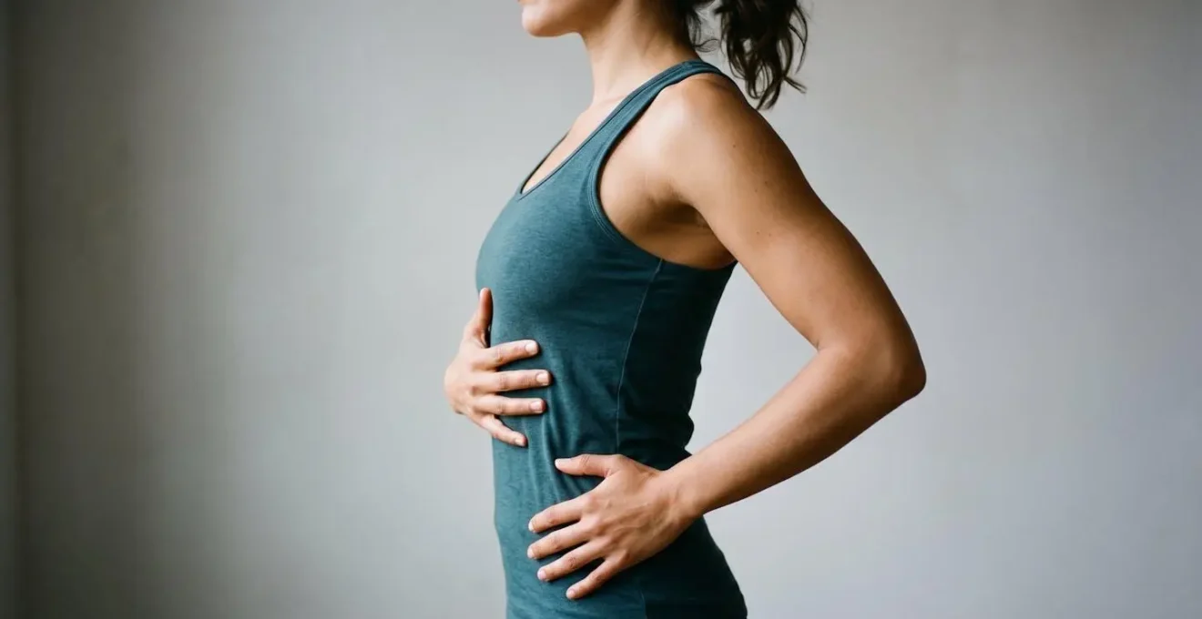 Side view of a torso showing neutral spinal alignment and 360-degree core engagement