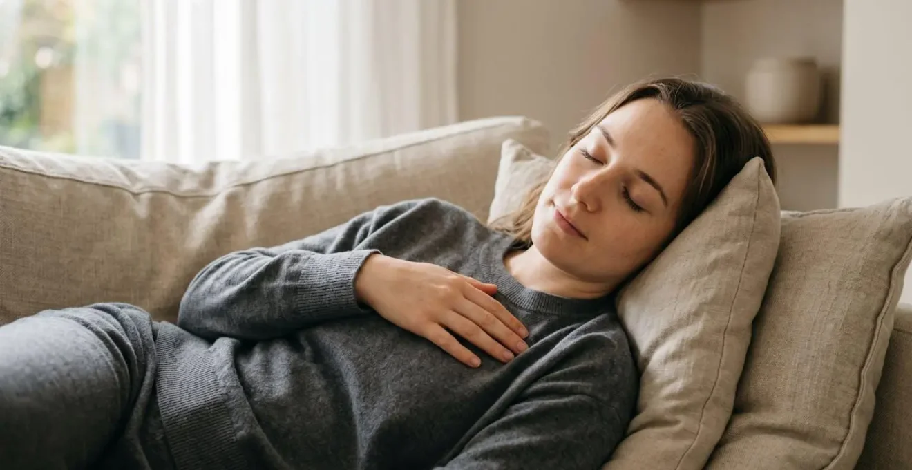 Peaceful recovery moment showing intentional rest as part of a wellness routine