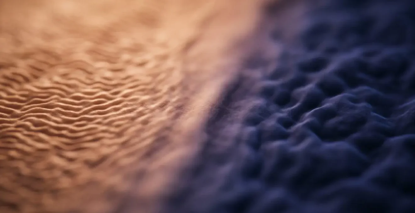 Abstract visual metaphor showing the boundary between theta and delta brainwave states through graduated light and texture